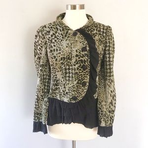 3 Sisters Leopard Print Ruffle Jacket